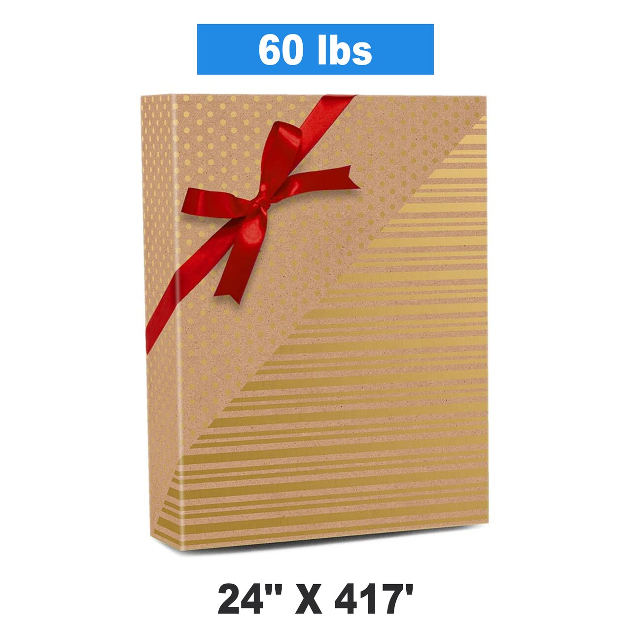 24''x417' Gold Dot & Stripe Christmas Wrapping Papers for a Trendy & Budget Friendly Holiday